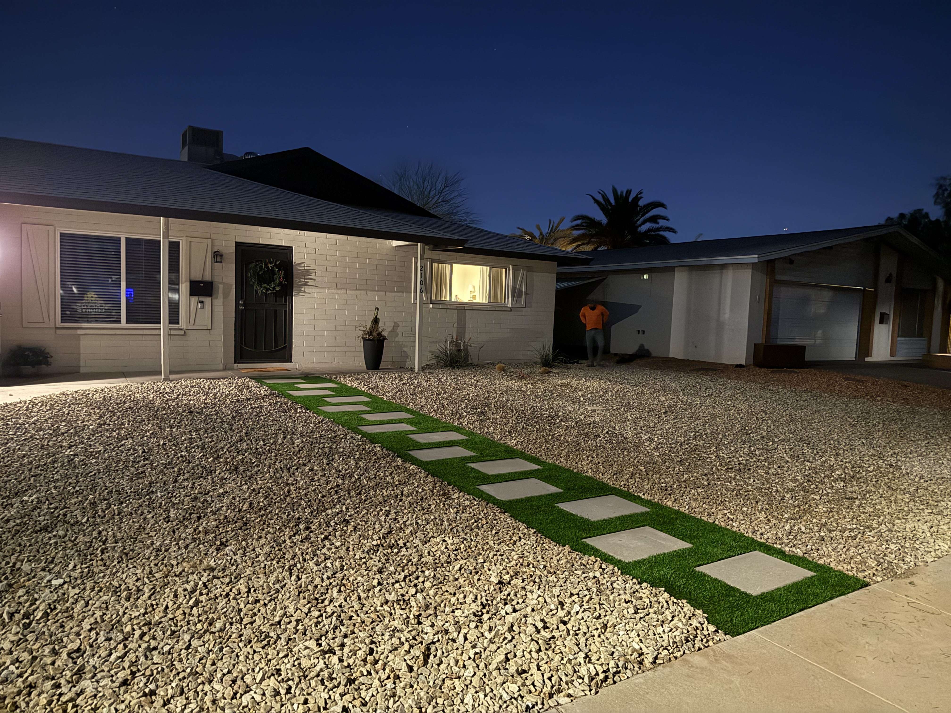 JXP Outdoor Solutions - Phoenix landscaping project at night